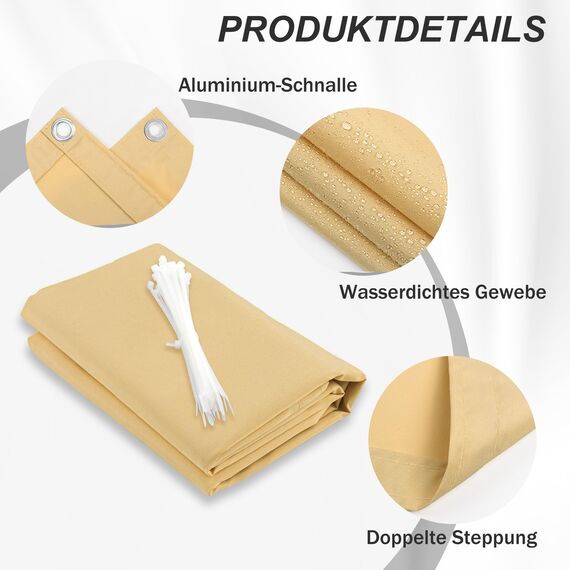 HENG FENG Balkon Sichtschutz 100x600cm, Wasserdicht, Wetterfest und 95% UV-Schutz, 160g/㎡ PES Balkonverkleidung Balkonabdeckung Balkonbespannung mit Kabelbindern, Sand