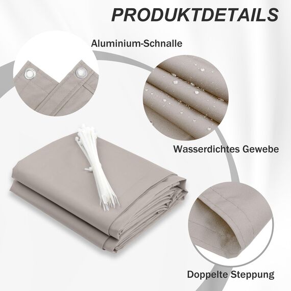 HENG FENG Balkon Sichtschutz 100x500cm, Wasserdicht, Wetterfest und 95% UV-Schutz, 160g/㎡ PES Balkonverkleidung Balkonabdeckung Balkonbespannung mit Kabelbindern, Taupe