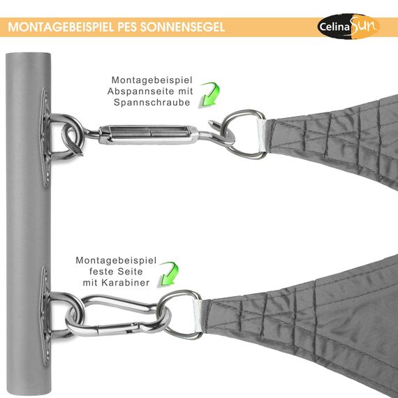 CelinaSun Sonnensegel inkl Befestigungsseile Premium PES wasserabweisend imprägniert Rechteck 2,5 x 5 m grün