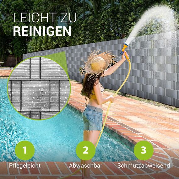 Juskys PVC Sichtschutzstreifen Doppelstabmatten Zaun 4er Set - 4 Rollen á 35m x 19cm - 120 Befestigungsclips - Zaunfolie Sichtschutz Windschutz - hellgrau