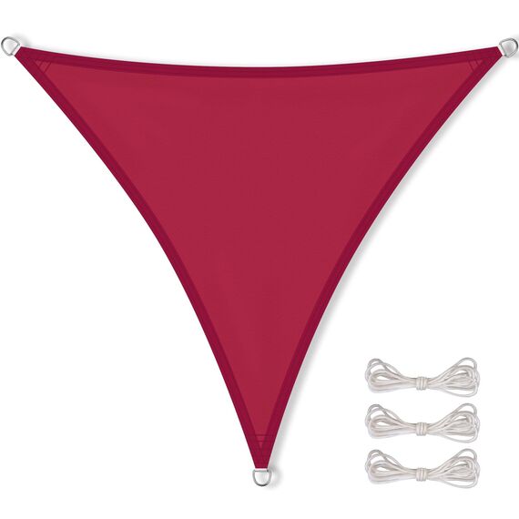 CelinaSun Sonnensegel inkl Befestigungsseile Premium PES wasserabweisend imprägniert Dreieck gleichseitig 3 x 3 x 3 m rot