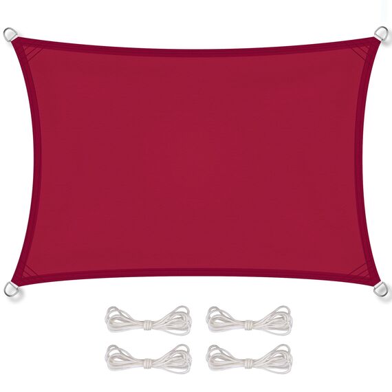 CelinaSun Sonnensegel inkl Befestigungsseile Premium PES wasserabweisend imprägniert Rechteck 3 x 5 m rot
