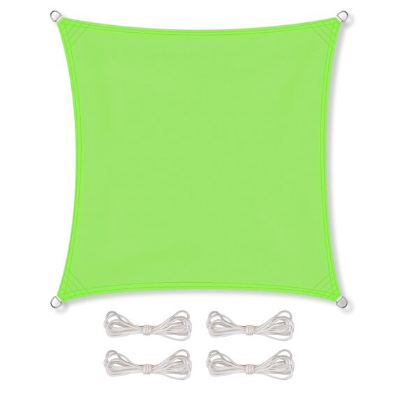 CelinaSun Sonnensegel inkl Befestigungsseile Premium PES wasserabweisend imprägniert Quadrat 3,6 x 3,6 m grün