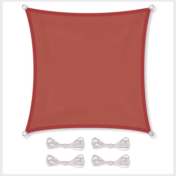 CelinaSun Sonnensegel inkl Befestigungsseile Premium PES wasserabweisend imprägniert Quadrat 5 x 5 m terrakotta