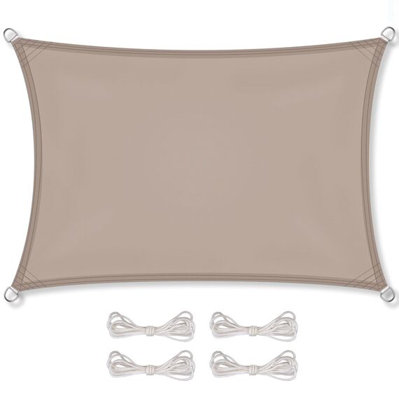 CelinaSun Sonnensegel inkl Befestigungsseile Premium PES wasserabweisend imprägniert Rechteck 3 x 5 m Taupe