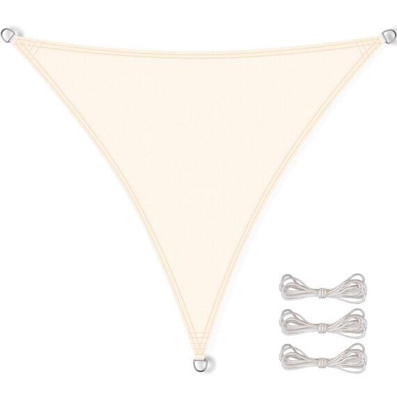CelinaSun Sonnensegel inkl Befestigungsseile Premium PES wasserabweisend imprägniert Dreieck gleichseitig 3,6 x 3,6 x 3,6 m Creme weiß