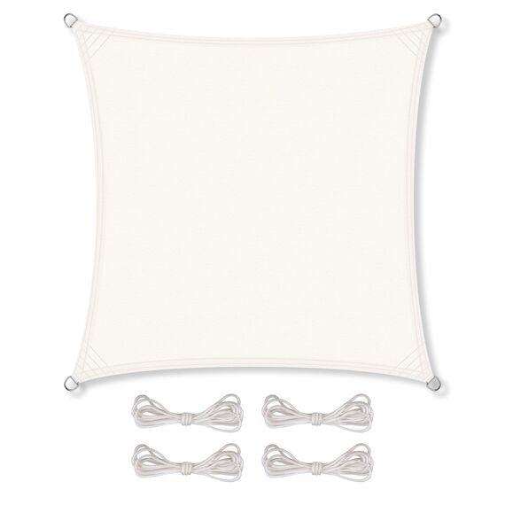 CelinaSun Sonnensegel inkl Befestigungsseile Premium PES wasserabweisend imprägniert Quadrat 5 x 5 m weiß