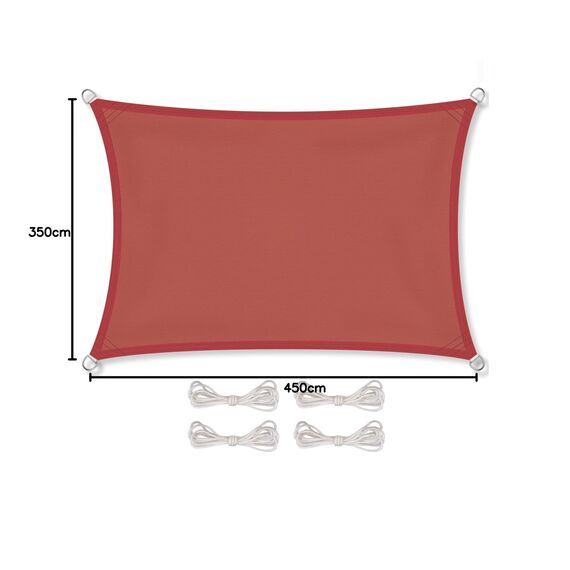 CelinaSun Sonnensegel inkl Befestigungsseile Premium PES wasserabweisend imprägniert Rechteck 3,5 x 4,5 m terrakotta