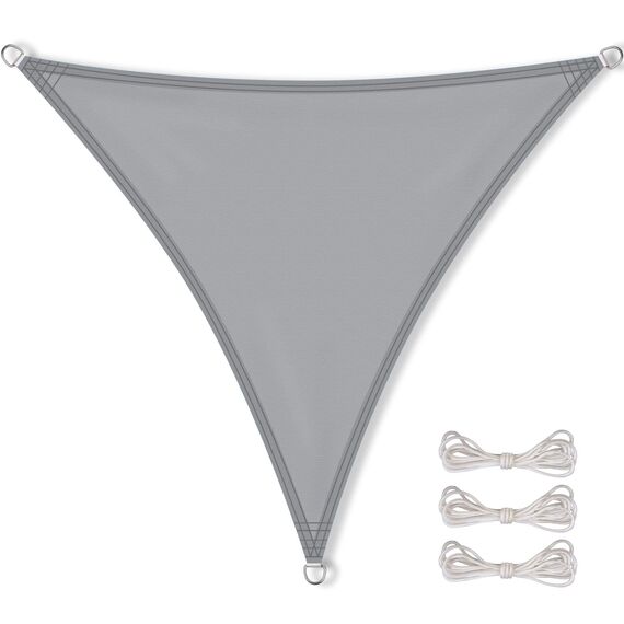 CelinaSun Sonnensegel inkl Befestigungsseile Premium PES wasserabweisend imprägniert Dreieck gleichseitig 3,6 x 3,6 x 3,6 m hell grau