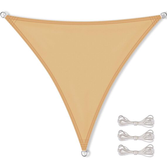 CelinaSun Sonnensegel inkl Befestigungsseile Premium PES wasserabweisend imprägniert Dreieck gleichseitig 3,6 x 3,6 x 3,6 m Sand beige