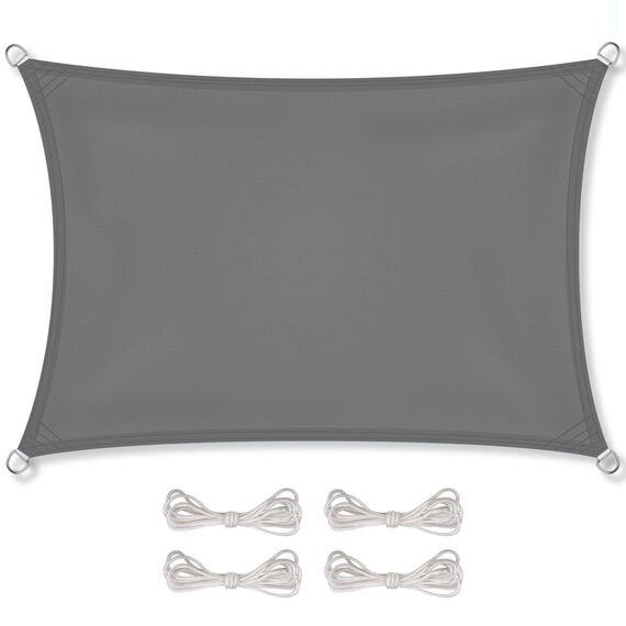 CelinaSun Sonnensegel inkl Befestigungsseile Premium PES wasserabweisend imprägniert Rechteck 4 x 6 m anthrazit