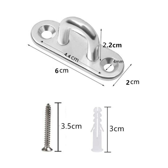 HOMPER M6 4Stück Edelstahl Augplatte mit Öse, für Decksplatte Sonnensegel Decken Wand Befestigung Haken,mit Schrauben
