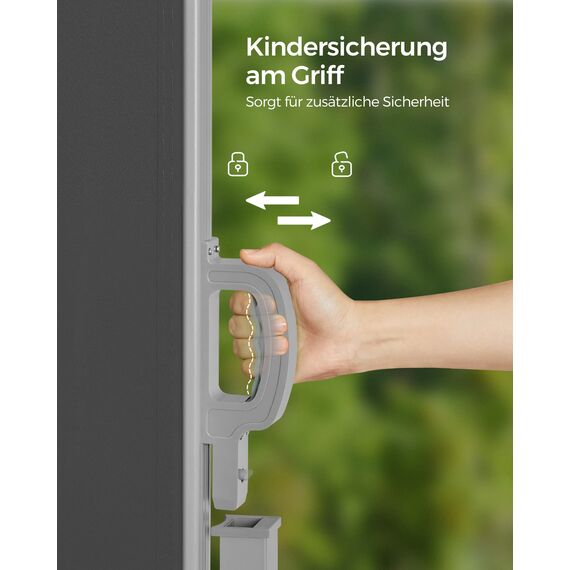 SONGMICS Seitenmarkise mit Stahl-Kasten, rostbeständig, ausziehbar, 180 x 400 cm, Windschutz, Sonnenschutz, Blickdicht, Seitenrollo, für Balkon, Terrasse, Garten, anthrazit GSA584G01