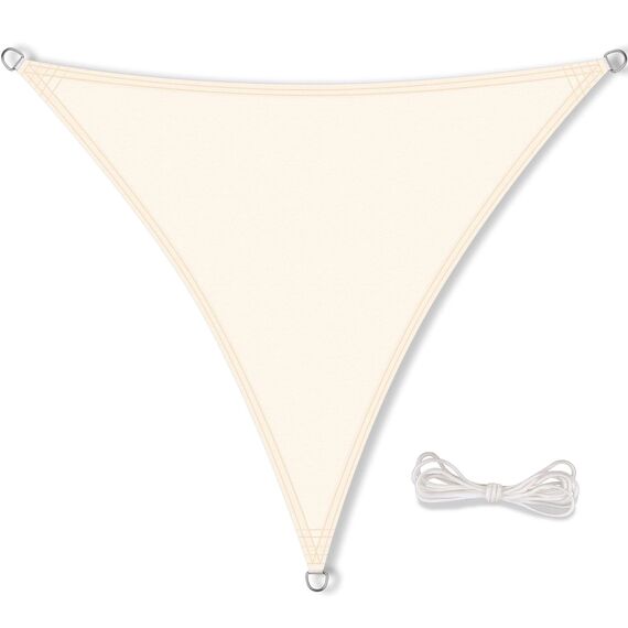 CelinaSun Sonnensegel inkl Befestigungsseile Premium PES wasserabweisend imprägniert Dreieck gleichseitig 5 x 5 x 5 m Creme weiß
