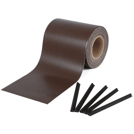 WOLTU Sichtschutzstreifen für doppelstabmatten 450 g/m² PVC, Doppelstabmattenzaun Blickdicht Wetterfest Windschutz 19cm x 35m, Sichtschutz zaun für Garten Balkon inkl.25 Befestigungsclips, Braun