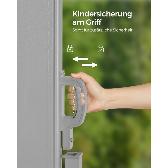 SONGMICS Seitenmarkise mit Stahl-Kasten, rostbeständig, ausziehbar, 160 x 350 cm, Windschutz, Sonnenschutz, Blickdicht, Seitenrollo, für Balkon, Terrasse, Garten, hellgrau GSA565G03