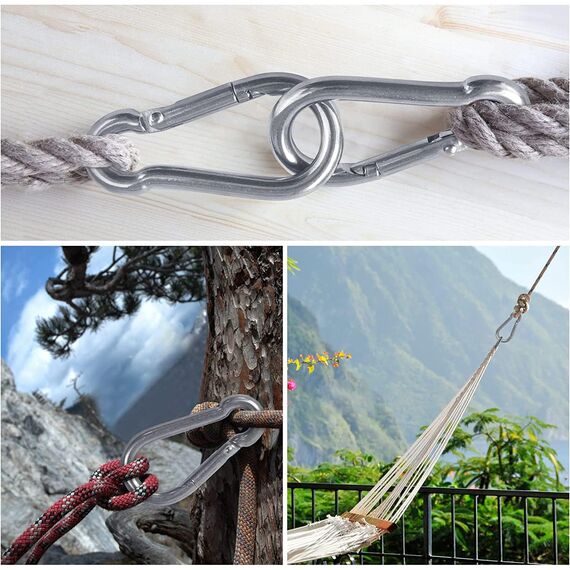 HOMPER 6 Stück M5 Edelstahl Karabiner und Augplatte mit Öse, für Decksplatte Sonnensegel Decken Wand Befestigung Haken, mit Schrauben