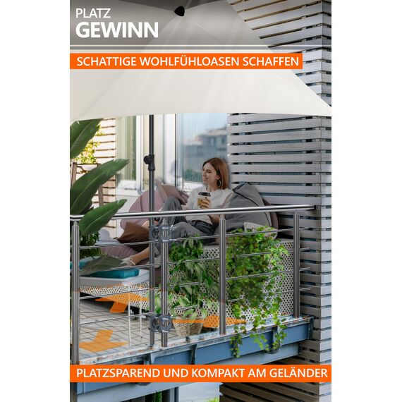 4smile Sonnenschirmhalter Balkongeländer SunnyEasy - 2er Set, Anthrazit - Sonnenschirm Halterung Balkon, flexibel montierbar - Schirmhalterung Balkongeländer ersetzt Sonnenschirmständer Balkon