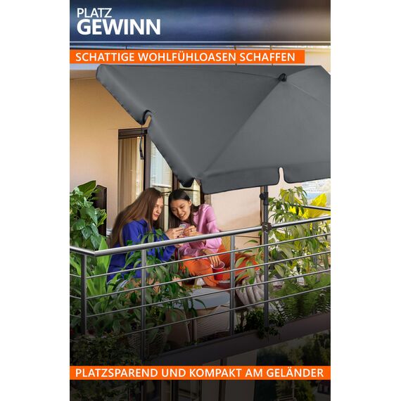 4smile Sonnenschirmhalter Balkongeländer SunnyEasy, Taupe - Funktionale Sonnenschirm Halterung Balkon, flexibel montierbar - Schirmhalterung Balkongeländer ersetzt Sonnenschirmständer Balkon