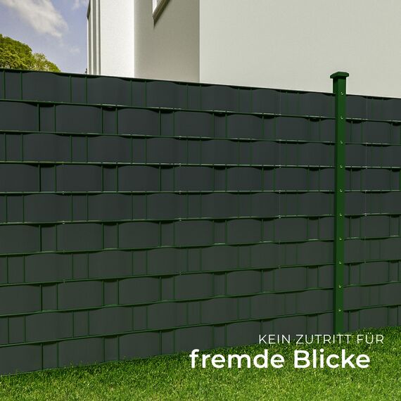 tectake® Sichtschutzfolie, Sichtschutzstreifen mit Befestigungsclips, Windschutz, Sonnenschutz, Sichtschutzmatte für Balkon, Garten, Terrasse, für Stabmattenzaun und Zaunelemente - 70 m, anthrazit