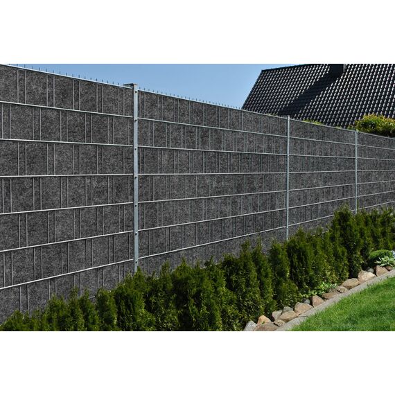 Zaundruck Sichtschutzstreifen aus Techno-Vlies - nachhaltiger Sichtschutz für Doppelstabmattenzaun - hochwertiger Windschutz 26 m x 19 cm - Sichtschutz-Rolle - Florenz (Grau)