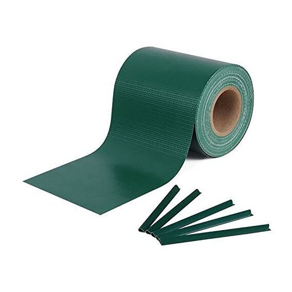 WOLTU Sichtschutzstreifen für doppelstabmatten 450 g/m² PVC, Doppelstabmattenzaun Blickdicht Wetterfest Windschutz 19cm x 70m, Sichtschutz Zaun für Garten Balkon inkl.50 Befestigungsclips, Grün