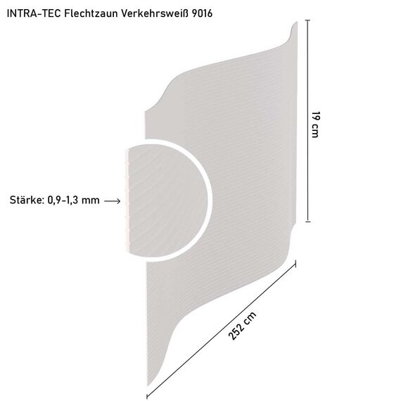 INTRA-TEC Zaun-Sichtschutzstreifen Weiß - 5 Stück aus Hart-PVC 252x19 cm, RAL 9016 für Doppelstabmattenzäune, Windschutz