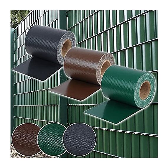 WOLTU Sichtschutzstreifen für doppelstabmatten 450 g/m² PVC, Doppelstabmattenzaun Blickdicht Wetterfest Windschutz 19 cm x 140 m, Sichtschutz zaun für Balkon inkl.100 Befestigungsclips, Anthrazit