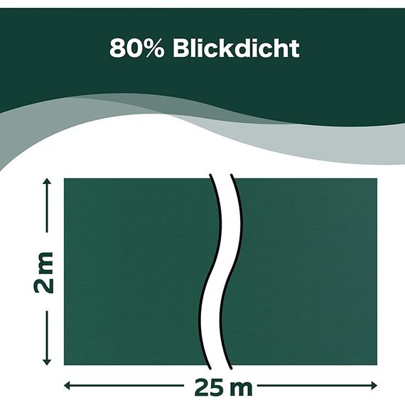 AGROFLOR Zaun und Balkon Sichtschutz, Maschendrahtzaun, Balkongeländer, Balkonschutz, Stoff Windschutz, inklusive Kabelbinder, 150g/m², Verschiedene Abmessungen, 2 x 25 m