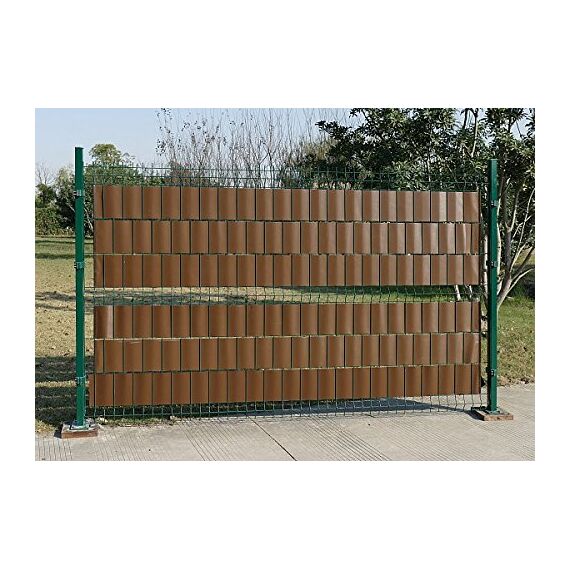 WOLTU Sichtschutzstreifen für doppelstabmatten 450 g/m² PVC, Doppelstabmattenzaun Blickdicht Wetterfest Windschutz 19cm x 70m, Sichtschutz Zaun für Garten Balkon inkl.50 Befestigungsclips, Braun