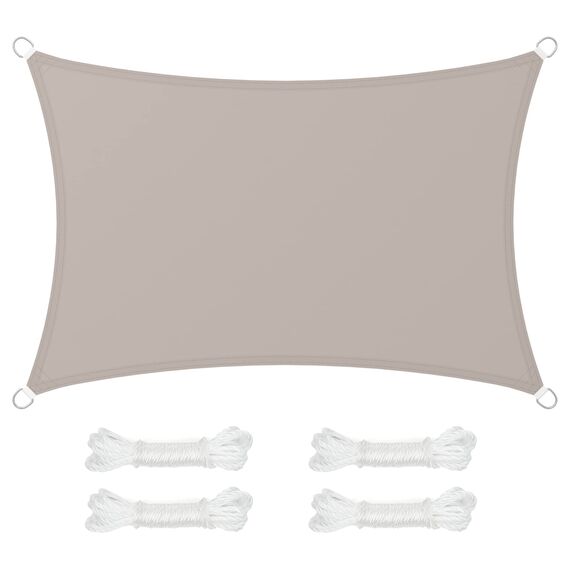 SONGMICS Sonnensegel, 2 x 3 m, wasserabweisend, Wassersäule 665 mm, reißfestes Polyester, UV-Schutz 93%, Terrasse, Garten, Balkon, rechteckig, 2 m Seile, Taupe GSH23TP