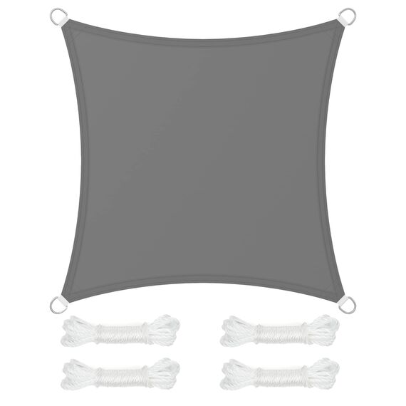 SONGMICS Sonnensegel 3 x 3 m, wasserfest mit Einer Wassersäule von 665 mm, Sonnenschutz aus reißfestem Polyester, UV-Schutz 93%, Terrasse, Garten, Balkon, quadratisch, 2 m Seile, rauchgrau GSH33GYV1