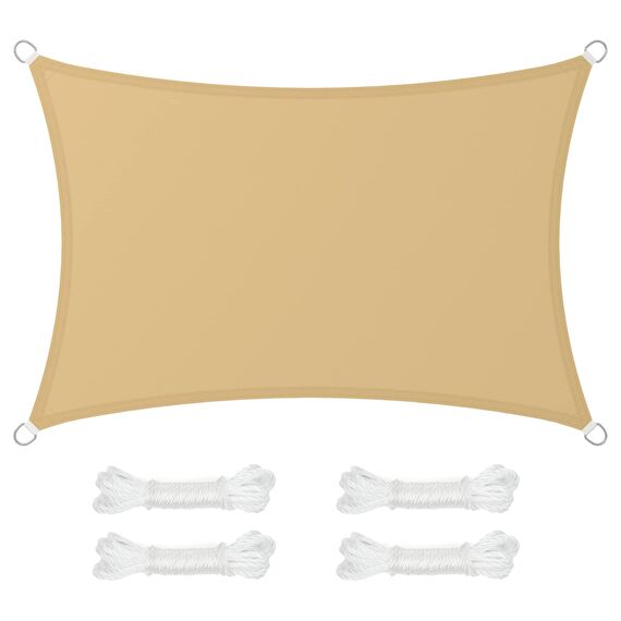 SONGMICS GSH23EY Sonnensegel 2x3m Wasserdicht Sonnenschutz mit 665mm Wassersäule aus reißfestem Polyester UV-Schutz 93% für Terrasse Garten Balkon inkl