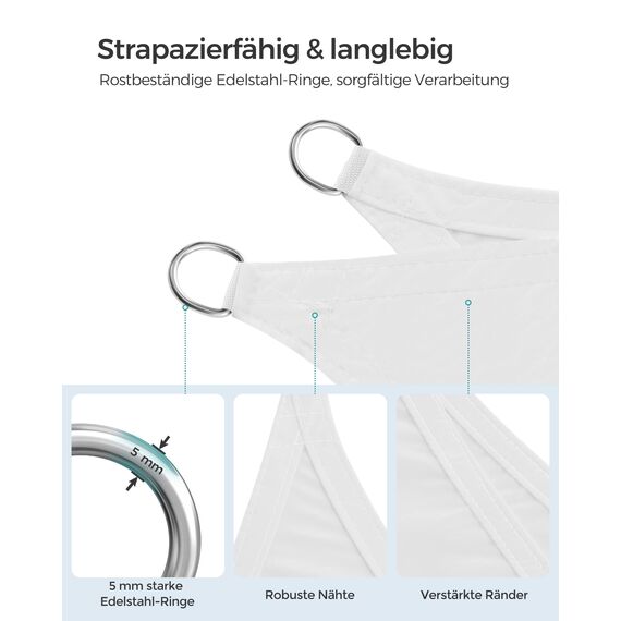 SONGMICS Sonnensegel 2x3m Wasserdicht mit 665mm Wassersäule Sonnenschutz aus reißfestem Polyester UV-Schutz 93% für Terrasse Garten Balkon Rechteck Seile