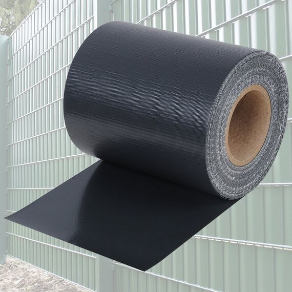 WOLTU Sichtschutzstreifen für Doppelstabmatten 450 g/m² PVC, Doppelstabmattenzaun Blickdicht Wetterfest Windschutz 19cm x 35m, Sichtschutz zaun für Garten Balkon inkl. 25 Befestigungsclips, Anthrazit