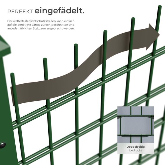 tectake® Sichtschutzfolie, Sichtschutzstreifen mit Befestigungsclips, Windschutz, Sonnenschutz, Sichtschutzmatte für Balkon, Garten, Terrasse, für Stabmattenzaun und Zaunelemente - 35 m, grau