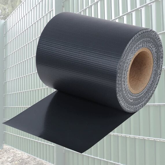 WOLTU Sichtschutzstreifen für doppelstabmatten 450 g/m² PVC, Doppelstabmattenzaun Blickdicht Wetterfest Windschutz 19 cm x 140 m, Sichtschutz zaun für Balkon inkl.100 Befestigungsclips, Anthrazit