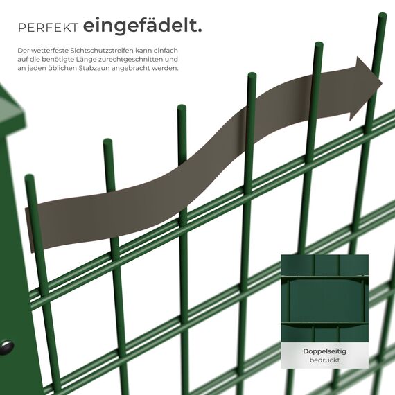 tectake® Sichtschutzfolie, Sichtschutzstreifen mit Befestigungsclips, Windschutz, Sonnenschutz, Sichtschutzmatte für Balkon, Garten, Terrasse, für Stabmattenzaun und Zaunelemente - 35 m, grün