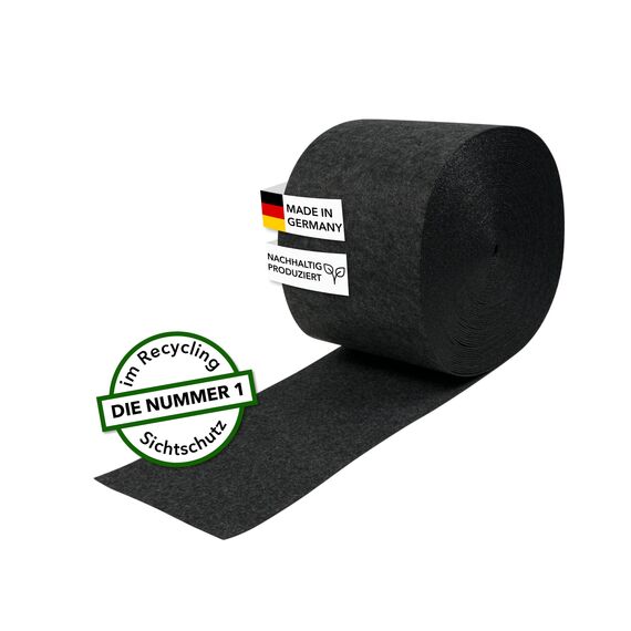 Zaundruck Sichtschutzstreifen aus Techno-Vlies - nachhaltiger Sichtschutz für Doppelstabmattenzaun - hochwertiger Windschutz 23,4 m x 19 cm - Sichtschutz-Rolle - Florenz (Grau) Laser Blume