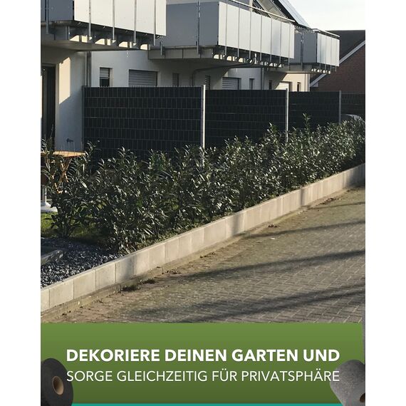 Venezia (hellgrau) - Design Vlies Sichtschutz Streifen für Doppelstabmattenzaun - PVC frei