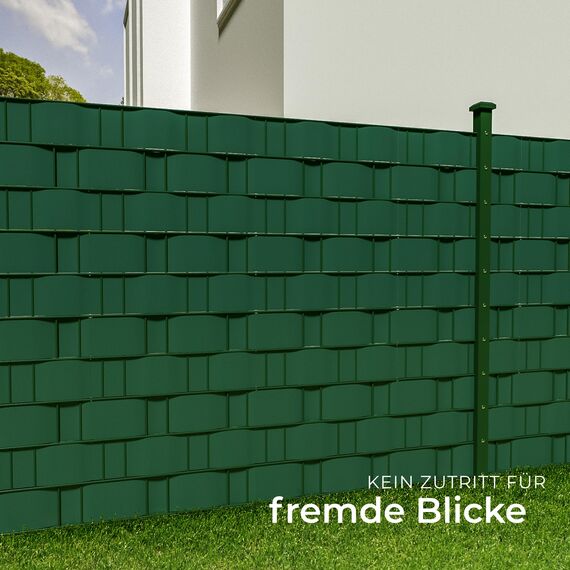 tectake® Sichtschutzfolie, Sichtschutzstreifen mit Befestigungsclips, Windschutz, Sonnenschutz, Sichtschutzmatte für Balkon, Garten, Terrasse, für Stabmattenzaun und Zaunelemente - 35 m, grün