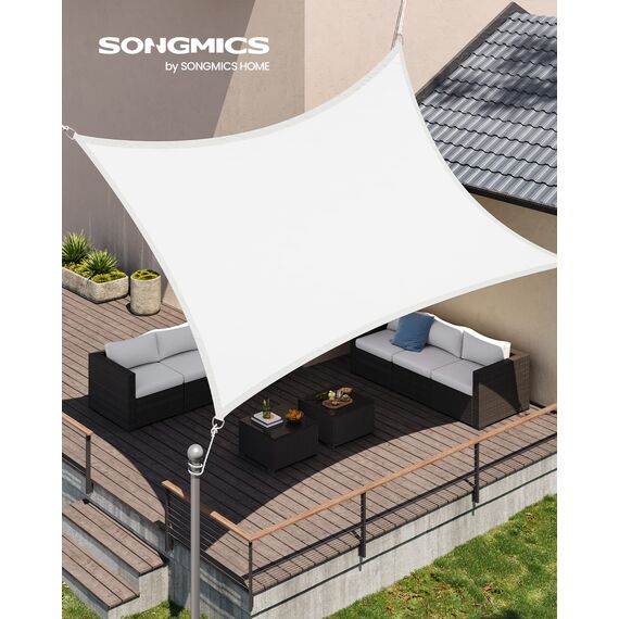 SONGMICS Sonnensegel 2x3m Wasserdicht mit 665mm Wassersäule Sonnenschutz aus reißfestem Polyester UV-Schutz 93% für Terrasse Garten Balkon Rechteck Seile