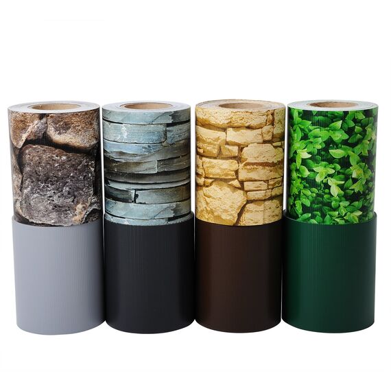 WOLTU Sichtschutzstreifen für doppelstabmatten 450 g/m² PVC, Doppelstabmattenzaun Blickdicht Wetterfest Windschutz 19cm x 70m, Sichtschutz zaun für Garten Balkon inkl.50 Befestigungsclips, Sandstein