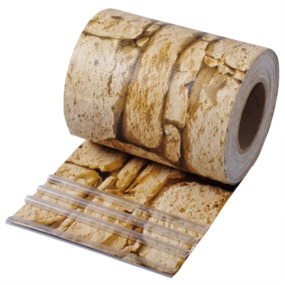 WOLTU Sichtschutzstreifen für doppelstabmatten 450 g/m² PVC, Doppelstabmattenzaun Blickdicht Wetterfest Windschutz 19cm x 35m, Sichtschutz zaun für Garten Balkon inkl.25 Befestigungsclips, Sandstein