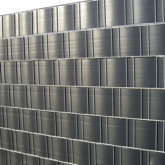 INTRA-TEC Zaun-Sichtschutzstreifen Anthrazitgrau, RAL 7016 aus Hart-PVC 252x19 cm für Doppelstabmattenzäune, Windschutz