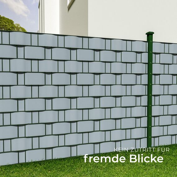 tectake® Sichtschutzfolie, Sichtschutzstreifen mit Befestigungsclips, Windschutz, Sonnenschutz, Sichtschutzmatte für Balkon, Garten, Terrasse, für Stabmattenzaun und Zaunelemente - 35 m, grau