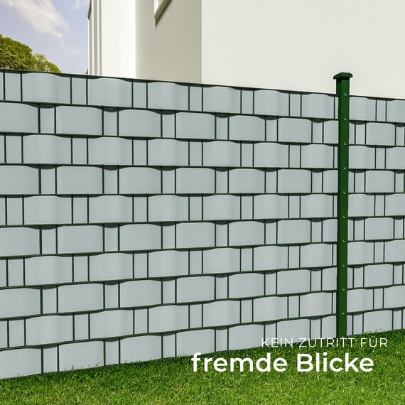 tectake® Sichtschutzfolie, Sichtschutzstreifen mit Befestigungsclips, Windschutz, Sonnenschutz, Sichtschutzmatte für Balkon, Garten, Terrasse, für Stabmattenzaun und Zaunelemente - 35 m, hellgrau