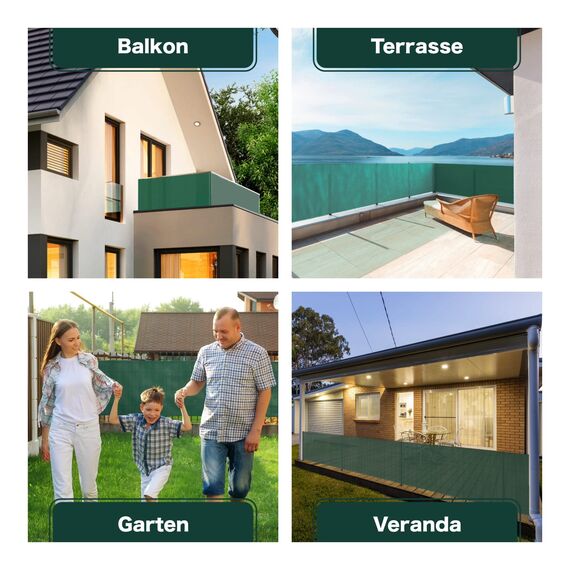 AGROFLOR Zaun und Balkon Sichtschutz, Maschendrahtzaun, Balkongeländer, Balkonschutz, Stoff Windschutz, inklusive Kabelbinder, 150g/m², Verschiedene Abmessungen, 1,2 x 50 m