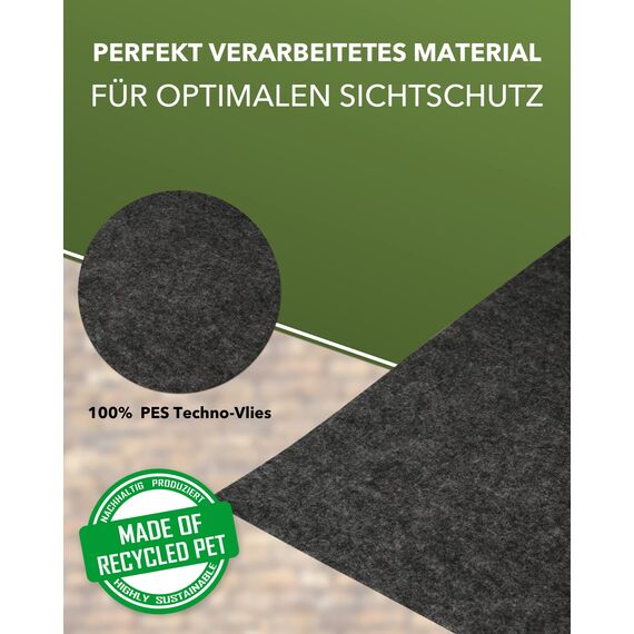 Zaundruck einzelner Sichtschutzstreifen aus Techno-Vlies - nachhaltiger Sichtschutz mit Laser Ornament - Windschutz 2,6 m x 19 cm - Schutzstreifen - Milano Criss Cross