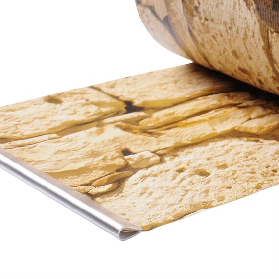 WOLTU Sichtschutzstreifen für doppelstabmatten 450 g/m² PVC, Doppelstabmattenzaun Blickdicht Wetterfest Windschutz 19cm x 35m, Sichtschutz zaun für Garten Balkon inkl.25 Befestigungsclips, Sandstein